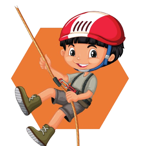 Cartoon boy rope climbing